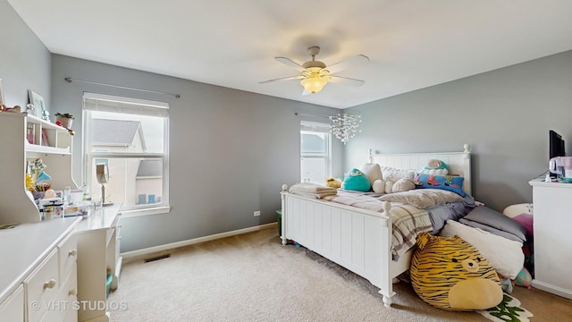 3756 Innesbrook Ct, Algonquin, IL 60102 - bedroom with baseboards, light colored carpet, and ceiling fan