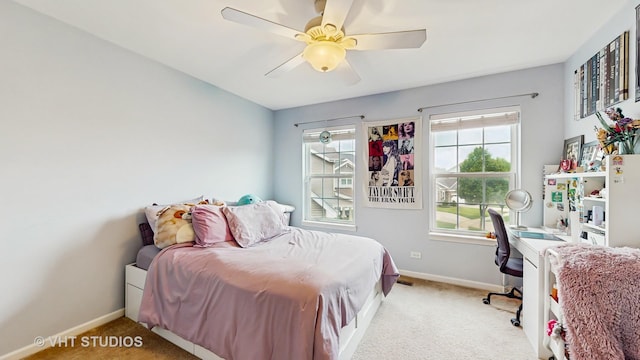 3756 Innesbrook Ct, Algonquin, IL 60102 - carpeted bedroom with baseboards, a desk, and a ceiling fan