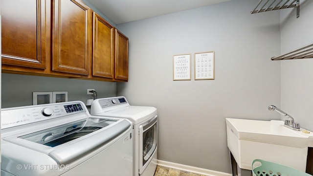 3756 Innesbrook Ct, Algonquin, IL 60102 - laundry room with washer and dryer, cabinet space, and baseboards