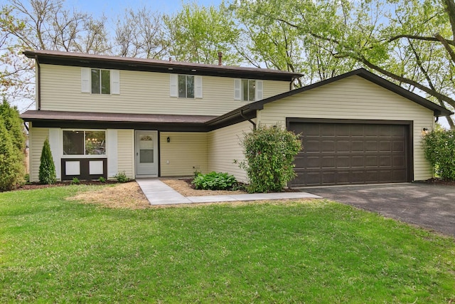 5736 Timberlane Rd, Matteson, IL 60443 - view of front facade with driveway, a front lawn, and a garage
