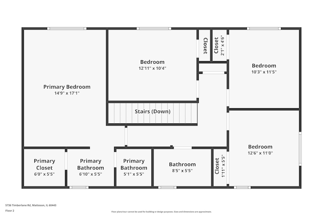 5736 Timberlane Rd, Matteson, IL 60443 - floor plan / room layout