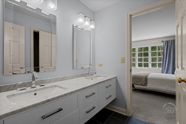 4N749 Old Farm Rd, Saint Charles, IL 60175 - bathroom featuring double vanity, tile patterned floors, ensuite bath, and baseboards