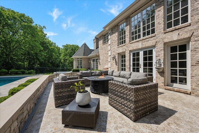 4N749 Old Farm Rd, Saint Charles, IL 60175 - view of patio / terrace with an outdoor living space with a fire pit and french doors