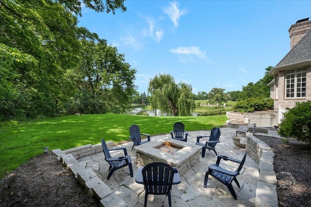 4N749 Old Farm Rd, Saint Charles, IL 60175 - view of patio / terrace with an outdoor fire pit and a water view