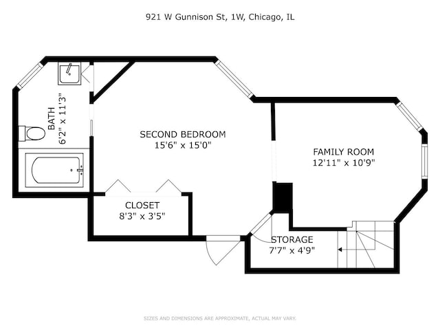 921 W Gunnison St Unit 1W, Chicago, IL 60640 - room layout