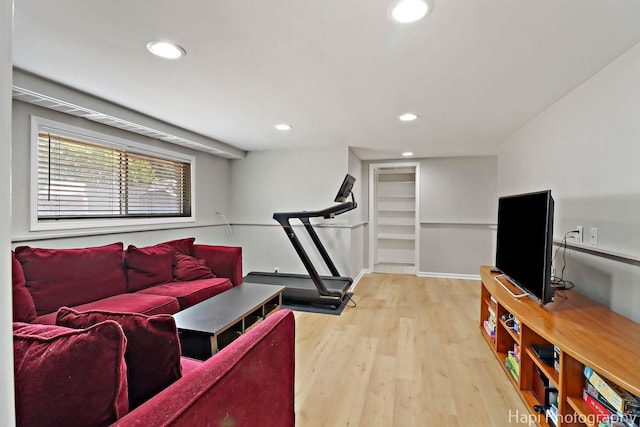 1129 Longmeadow Dr, Glenview, IL 60025 - living room with light wood-style flooring, recessed lighting, and built in shelves