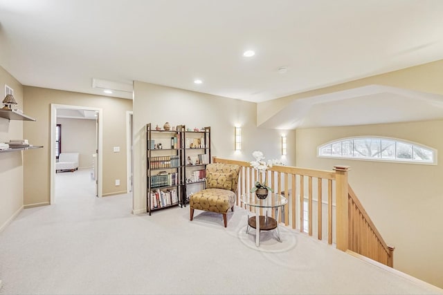 2020 Techny Rd, Northbrook, IL 60062 - sitting room featuring light carpet, an upstairs landing, baseboards, and recessed lighting