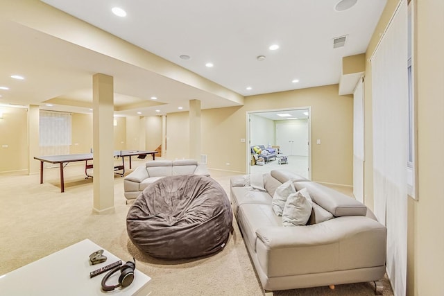 2020 Techny Rd, Northbrook, IL 60062 - living area with light carpet, baseboards, visible vents, and recessed lighting