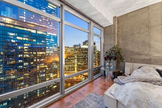333 N Canal St Unit 3401, Chicago, IL 60606 - bedroom featuring a view of city and wood finished floors