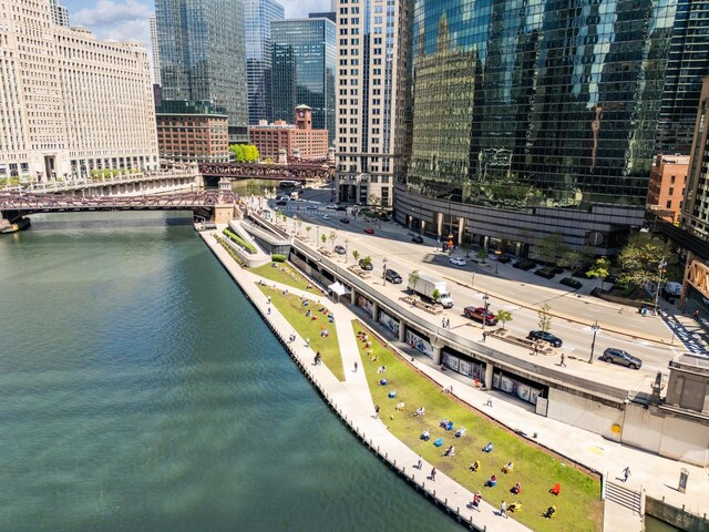 333 N Canal St Unit 3401, Chicago, IL 60606 - aerial view of a notable bridge, city skyline, and a large body of water