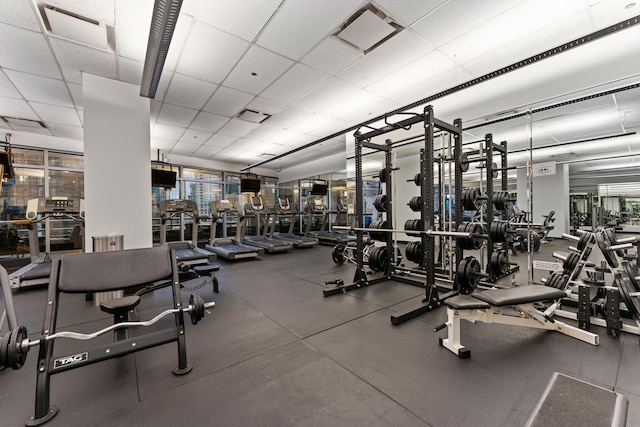 333 N Canal St Unit 3401, Chicago, IL 60606 - exercise room with a paneled ceiling