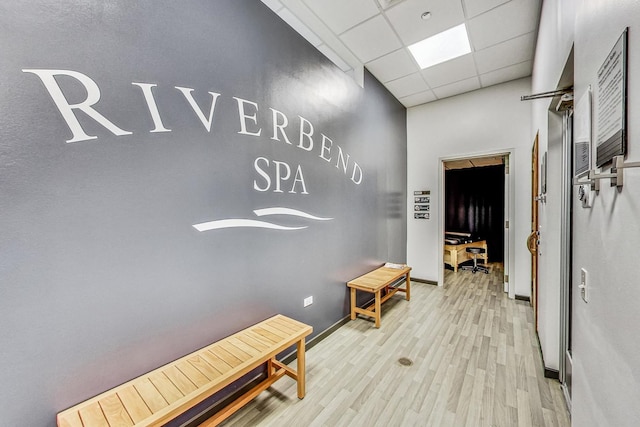 333 N Canal St Unit 3401, Chicago, IL 60606 - hall featuring wood finished floors, a paneled ceiling, and baseboards