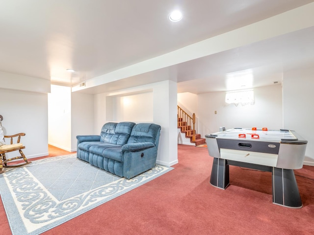 2504 W St, River Grove, IL 60171 - game room with baseboards, carpet, and recessed lighting