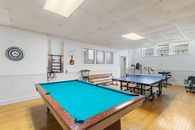 2472 W Estes Ave Unit 2, Chicago, IL 60645 - playroom featuring wood-type flooring, baseboards, a drop ceiling, and pool table