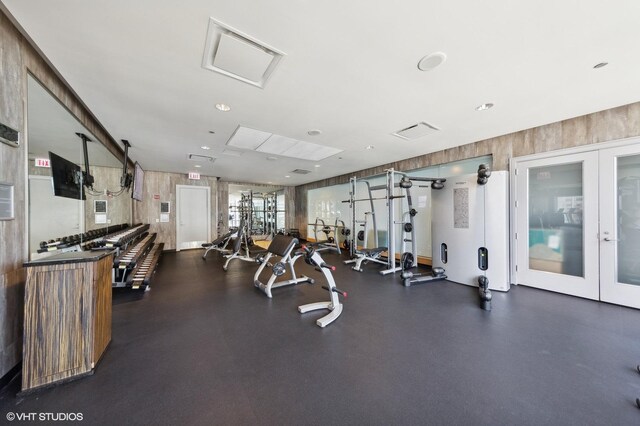401 N Wabash Ave Unit 2534, Chicago, IL 60611 - workout area featuring french doors and recessed lighting