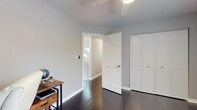 1322 Downs Pkwy, Libertyville, IL 60048 - office space featuring a ceiling fan, dark wood-type flooring, and baseboards