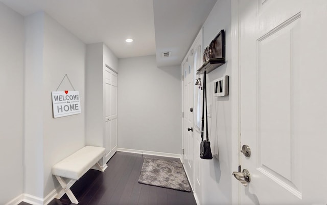 1322 Downs Pkwy, Libertyville, IL 60048 - mudroom featuring baseboards, recessed lighting, and dark wood-style floors