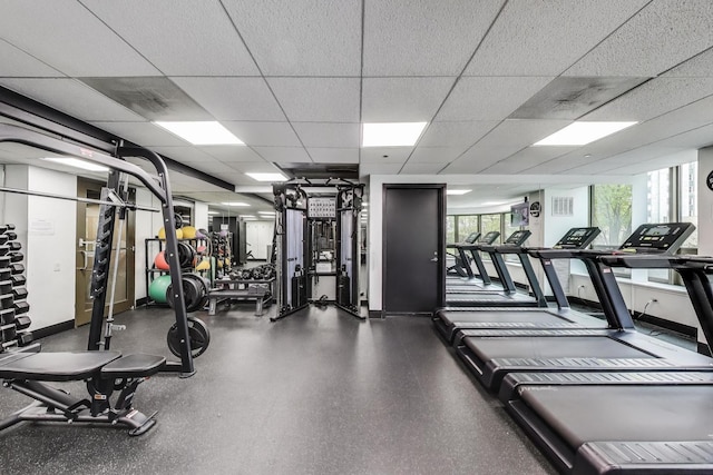 400 N Lasalle St Unit 2207, Chicago, IL 60654 - exercise room with plenty of natural light and a drop ceiling