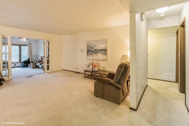living room with carpet floors