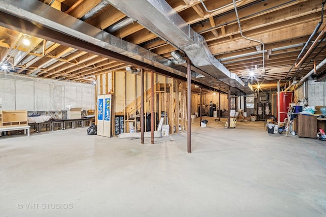 unfinished below grade area with gas water heater