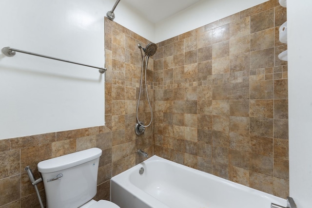 5300 Carriageway Dr Unit 102, Rolling Meadows, IL 60008 - bathroom with tile walls, toilet, and shower / bathtub combination