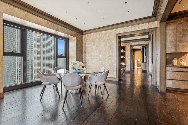 77 E Walton St Unit 25C, Chicago, IL 60611 - dining space with ornamental molding and hardwood / wood-style flooring