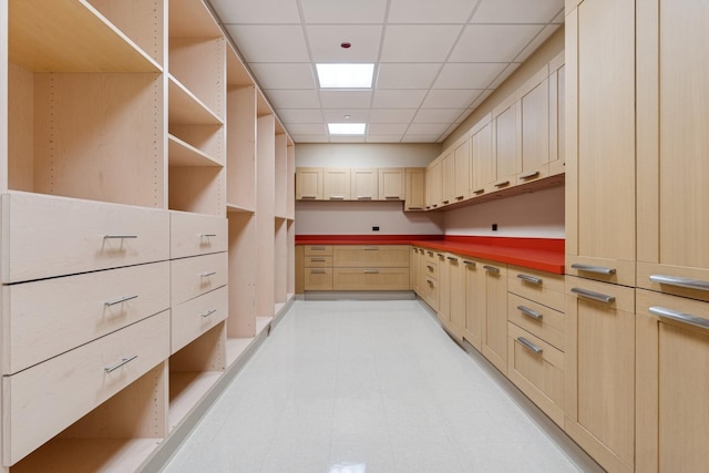 77 E Walton St Unit 25C, Chicago, IL 60611 - kitchen with light brown cabinets and a drop ceiling