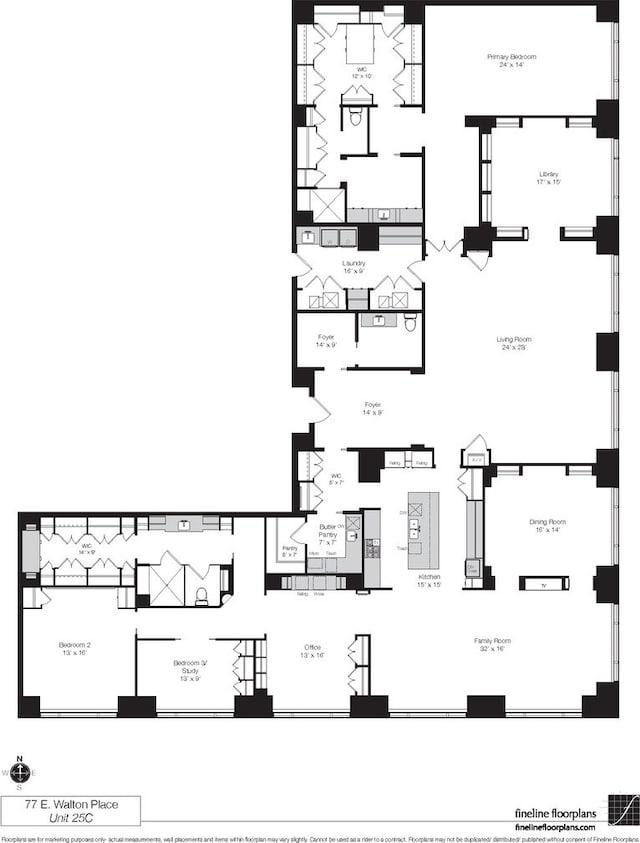 77 E Walton St Unit 25C, Chicago, IL 60611 - floor plan / room layout