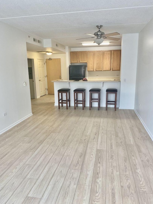 656 Pearson St Unit 608C, Des Plaines, IL 60016 - living area featuring light wood-type flooring, ceiling fan, and baseboards