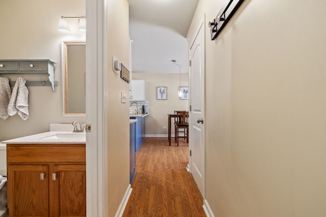 1992 Town Dr, Naperville, IL 60565 - hallway with a sink and wood finished floors