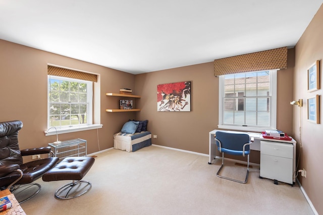 1712 Sutton Ln, Schaumburg, IL 60194 - sitting room featuring light carpet, baseboards, and a desk