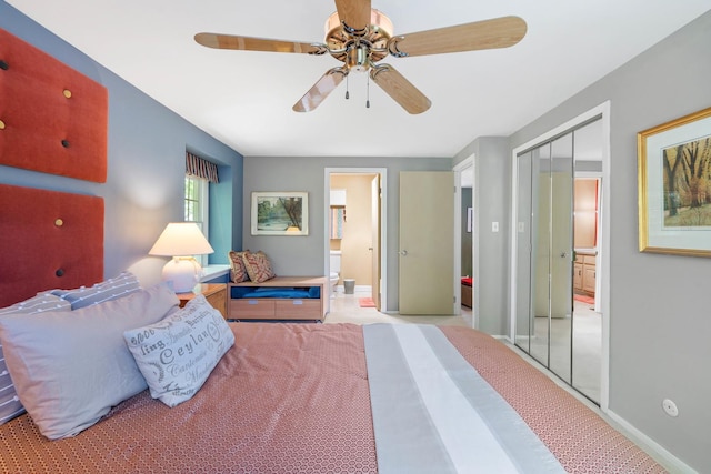 1712 Sutton Ln, Schaumburg, IL 60194 - carpeted bedroom featuring a closet, connected bathroom, and baseboards