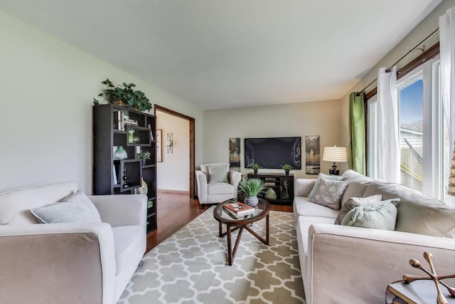 living room with wood finished floors