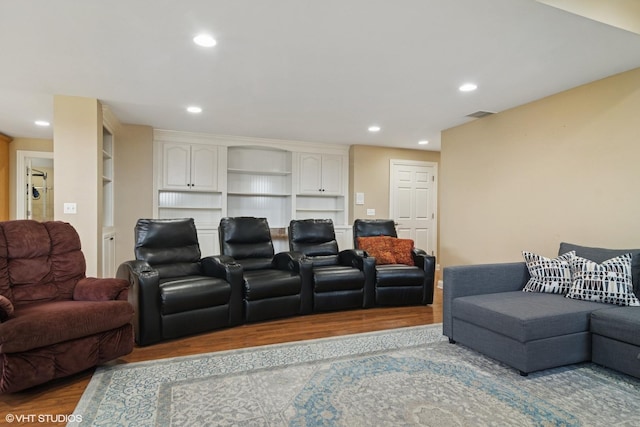101 Lucy Ct, Lake Zurich, IL 60047 - home theater with wood finished floors, recessed lighting, and built in features