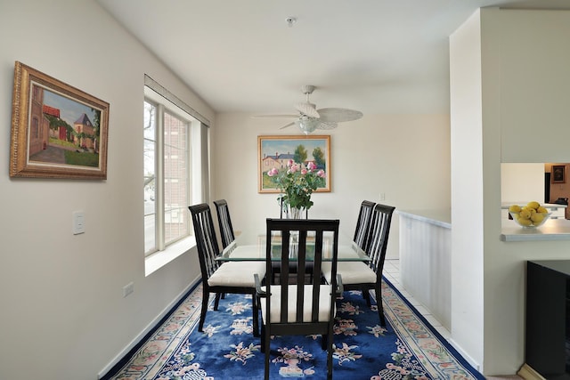1625 Glenview Rd Unit 210, Glenview, IL 60025 - dining room featuring a ceiling fan, baseboards, and carpet flooring