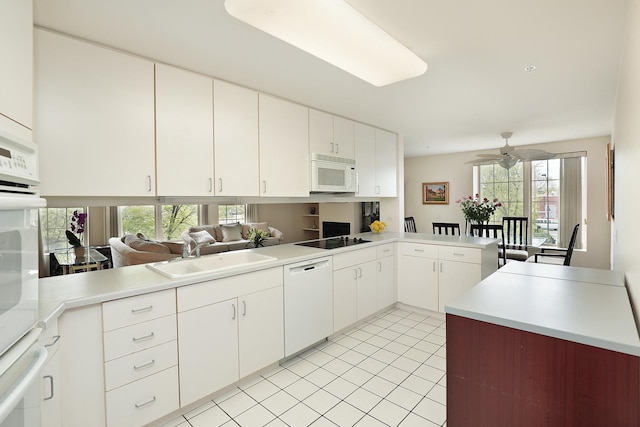 1625 Glenview Rd Unit 210, Glenview, IL 60025 - kitchen featuring white appliances, a sink, healthy amount of natural light, and ceiling fan