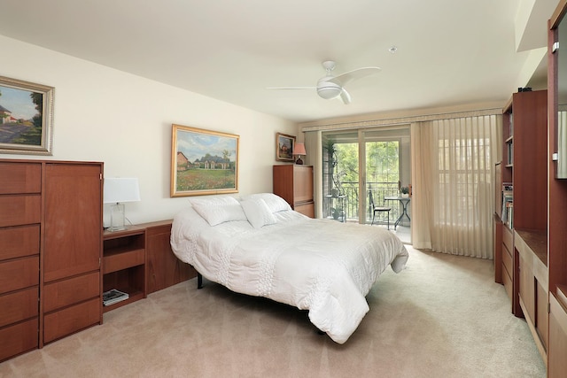 1625 Glenview Rd Unit 210, Glenview, IL 60025 - bedroom featuring access to exterior, light carpet, and a ceiling fan