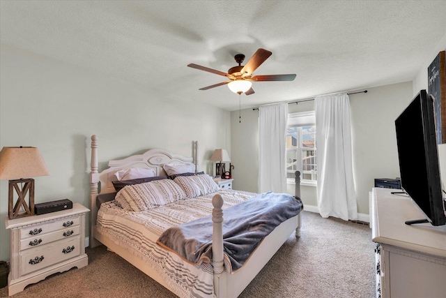 3901 Obsidian Dr, Champaign, IL 61822 - bedroom featuring carpet floors, a ceiling fan, and a textured ceiling