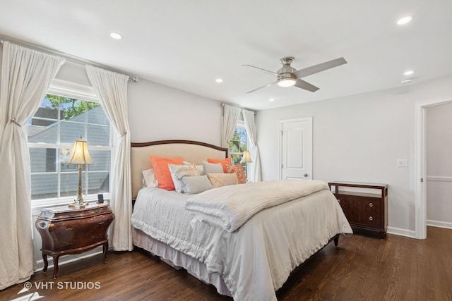 843 Chilton Ln, Wilmette, IL 60091 - bedroom with wood finished floors, recessed lighting, baseboards, and a ceiling fan