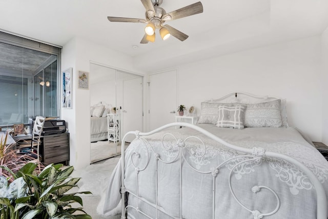 9725 Woods Dr Unit 507, Skokie, IL 60077 - bedroom with carpet floors, ceiling fan, and a closet