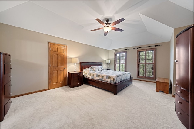 4123 Easy Cir, Naperville, IL 60564 - bedroom with light colored carpet, lofted ceiling, baseboards, and a ceiling fan
