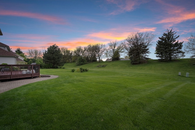 4123 Easy Cir, Naperville, IL 60564 - yard at dusk with a wooden deck and a yard