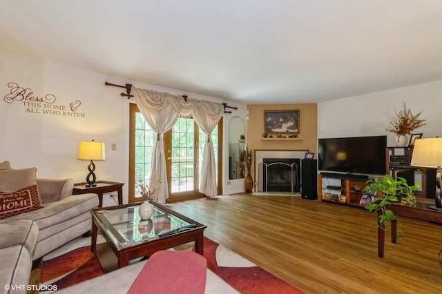 213 Pamela Dr, Bolingbrook, IL 60440 - living room with a fireplace and wood finished floors