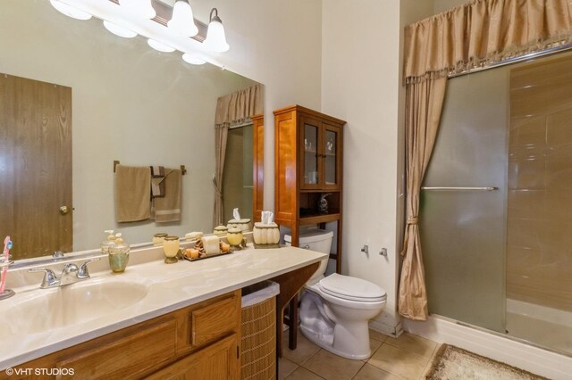 213 Pamela Dr, Bolingbrook, IL 60440 - full bathroom with tile patterned floors, vanity, and a shower stall