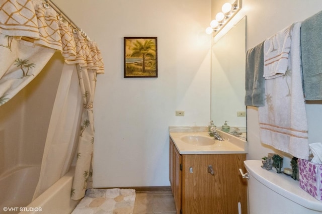 213 Pamela Dr, Bolingbrook, IL 60440 - bathroom featuring vanity, shower / bath combination with curtain, and tile patterned flooring