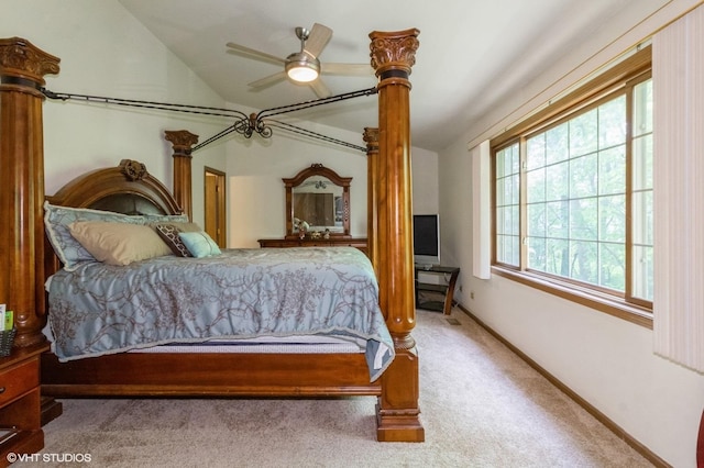213 Pamela Dr, Bolingbrook, IL 60440 - bedroom featuring vaulted ceiling, carpet, and ceiling fan