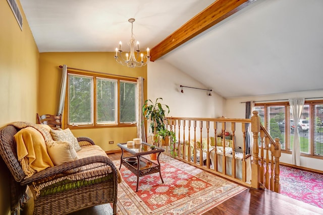 6732 W 113th Pl, Worth, IL 60482 - sitting room with wood finished floors, a chandelier, and baseboards