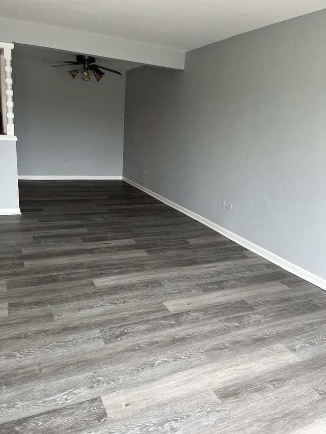 3237 S Manor Dr Unit 310, Lansing, IL 60438 - empty room with a ceiling fan, wood finished floors, and baseboards