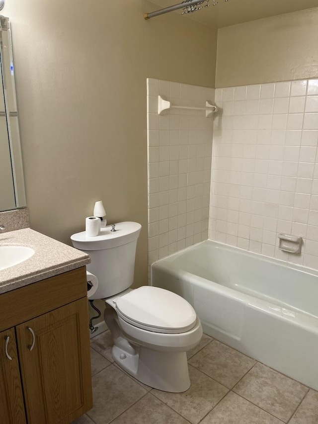 3237 S Manor Dr Unit 310, Lansing, IL 60438 - bathroom with toilet, tile patterned floors, vanity, and shower / bathtub combination