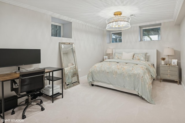 1319 N Oakley Blvd, Chicago, IL 60622 - bedroom featuring carpet, a desk, crown molding, and baseboards